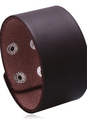 朋克光板牛皮手链简约个性