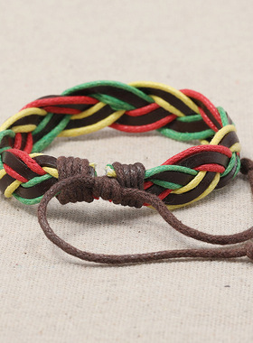 牙买加多层红黄绿手链手环