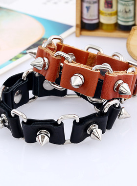 个性潮流男士机车皮手链