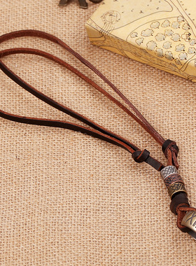 合金打火机配件复古牛皮项链 时尚新款 真皮项链 个性百搭配饰