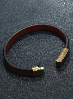 欧美时尚牛皮手镯简约百搭男