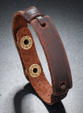 跨境热销复古简约牛皮手链