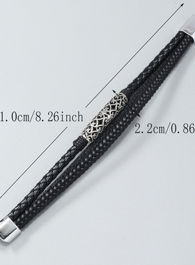 欧美ins多层手工编织PU手环简约magnet buckle leather bracelet