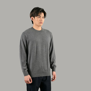 雪莲羊绒精纺圆领男士套头衫针织衫保暖商务时尚毛衣