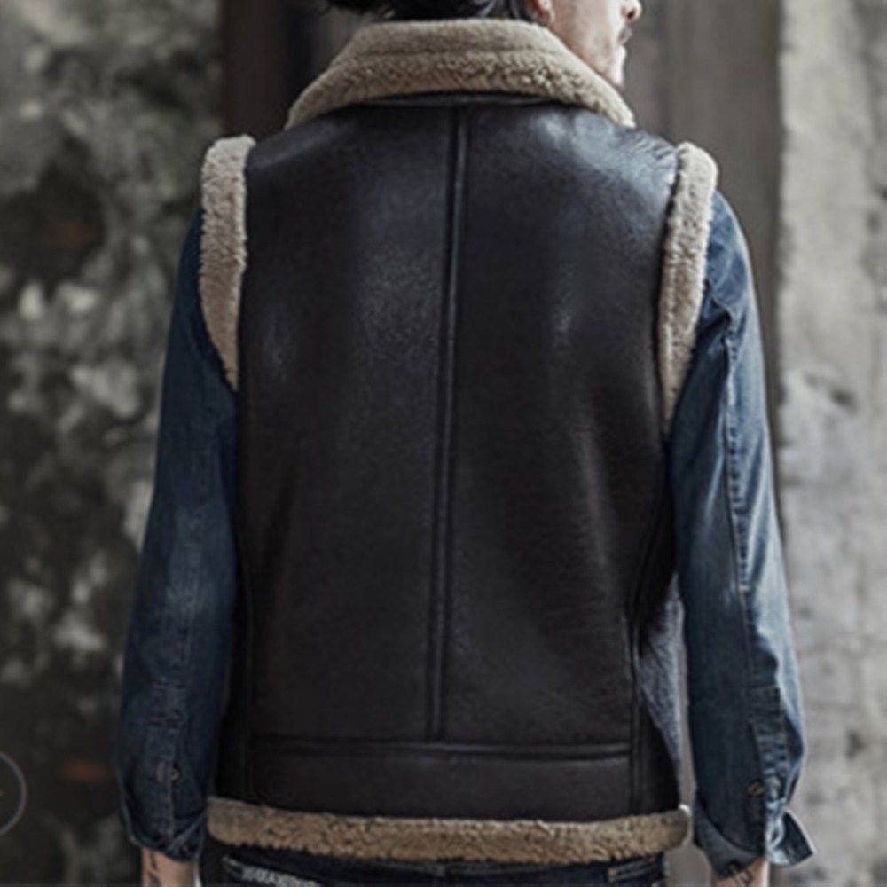 原生态短款复古翻领皮毛一体男马甲皮衣加厚皮背心真皮坎肩外套男,淘宝优惠券,粉丝福利购,淘宝优惠卷