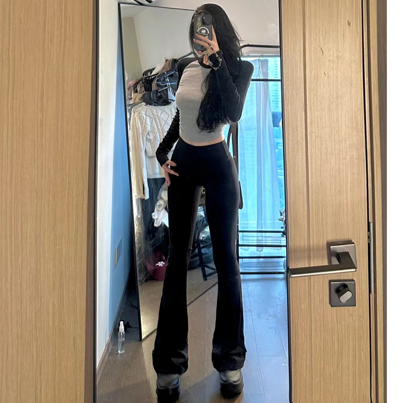 微喇鲨鱼裤女外穿2025新款春秋高腰收腹提臀显瘦马蹄瑜伽喇叭裤子
