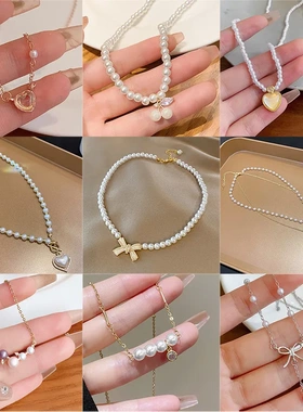 ins风复古珍珠项链女百搭小众高级感串珠锁骨链新款气质配饰