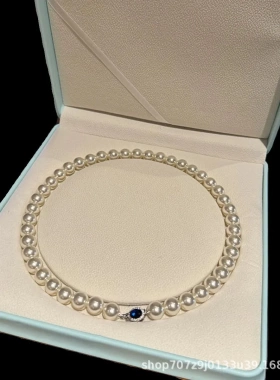 倪妮同款蓝钻澳白色施家珍珠项链女高级毛衣链新款轻奢女生礼物