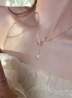 玫瑰花风铃项链女小众设计高级感花朵吊坠颈链超仙法式复古锁骨链