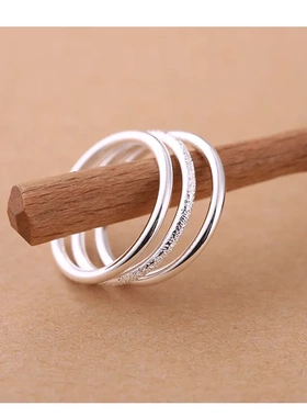 999足银古法戒指女时尚个性简约食指尾戒小众高级感素圈闭口指环