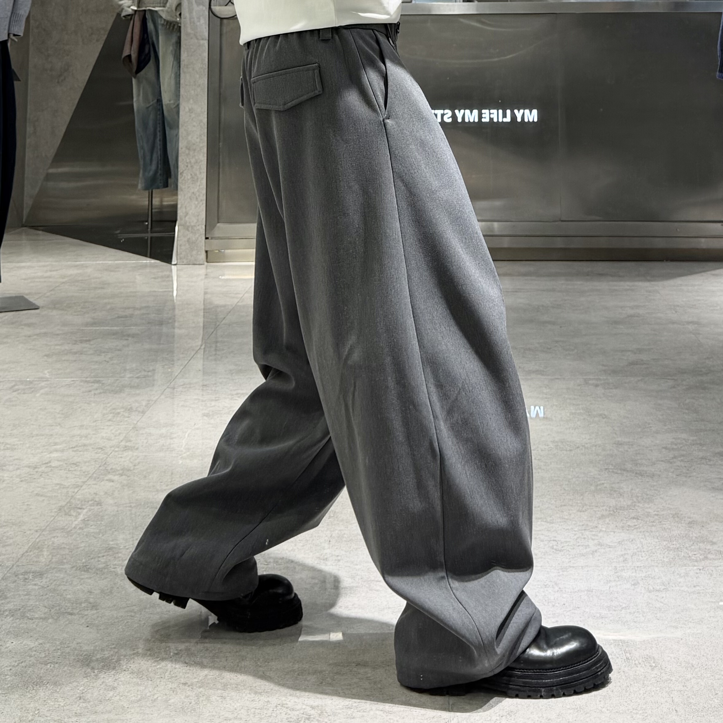 潮牌冬季加绒直筒西裤男ins韩版结构纯色宽松青年垂感保暖阔腿裤,淘宝优惠券,粉丝福利购,淘宝优惠卷