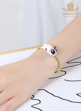 法斗小狗原创设计风少女心手镯