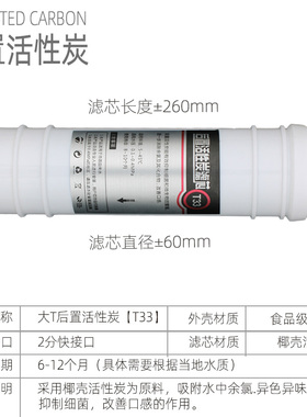大t33活性炭椰壳碳ro净水器配件
