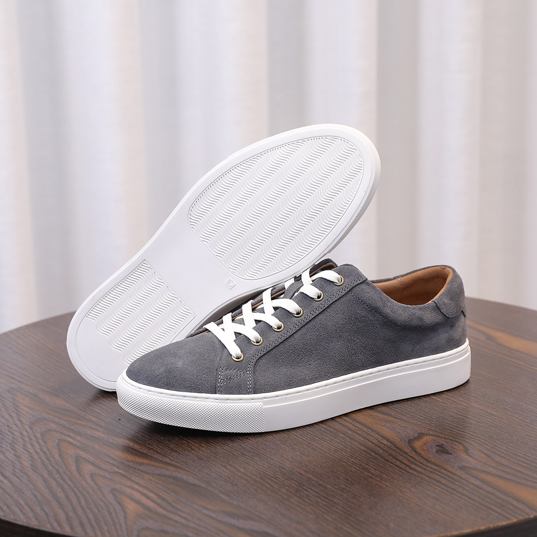 【质保90天】弓长梦新款透气板鞋韩版潮流男士手工磨砂牛皮休闲鞋,淘宝优惠券,粉丝福利购,淘宝优惠卷