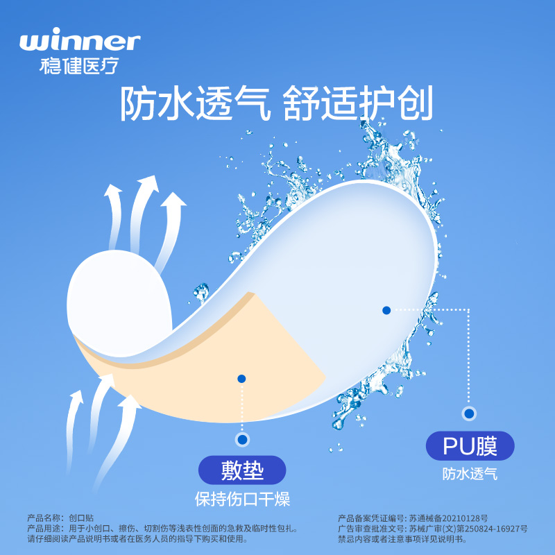 winner稳健医疗医用创口贴伤口止血贴防水透气洗澡成人防磨脚家用 - 图3