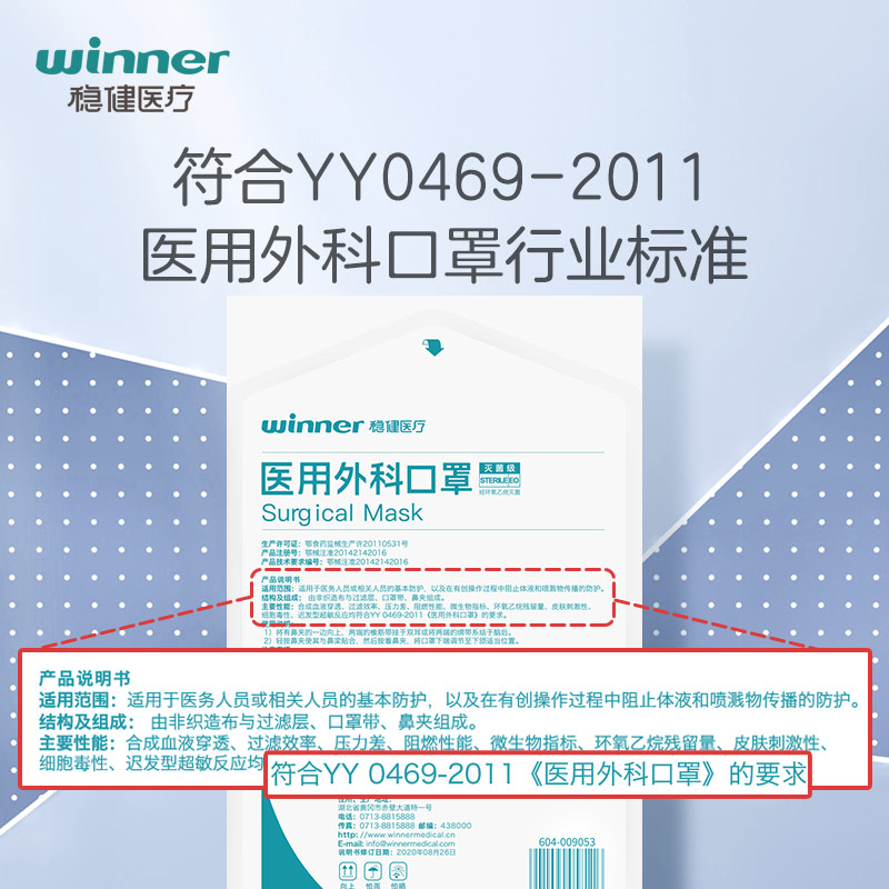 winner稳健一次性外科口罩医用口罩三层防护男女高颜值春夏非独立-图3