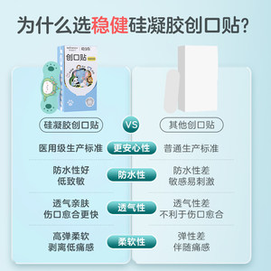 稳健硅胶医用创口贴防水透气儿童卡通伤口止血贴成人防磨脚家用