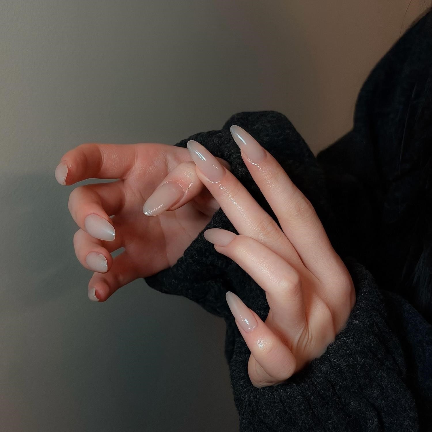 欧美手工穿戴甲简约乳白色高级感中长款包邮小红书假指甲贴片显白,淘宝优惠券,粉丝福利购,淘宝优惠卷