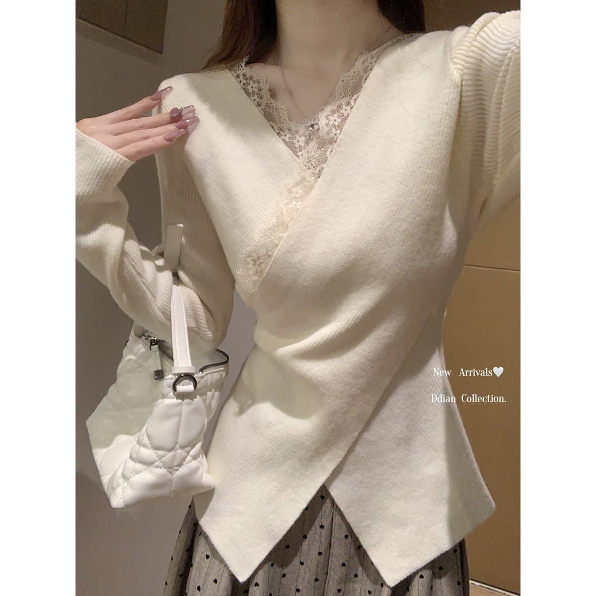 哺乳上衣秋冬交叉v领蕾丝长袖针织显瘦产后辣妈款外出喂奶服毛衣,淘宝优惠券,粉丝福利购,淘宝优惠卷