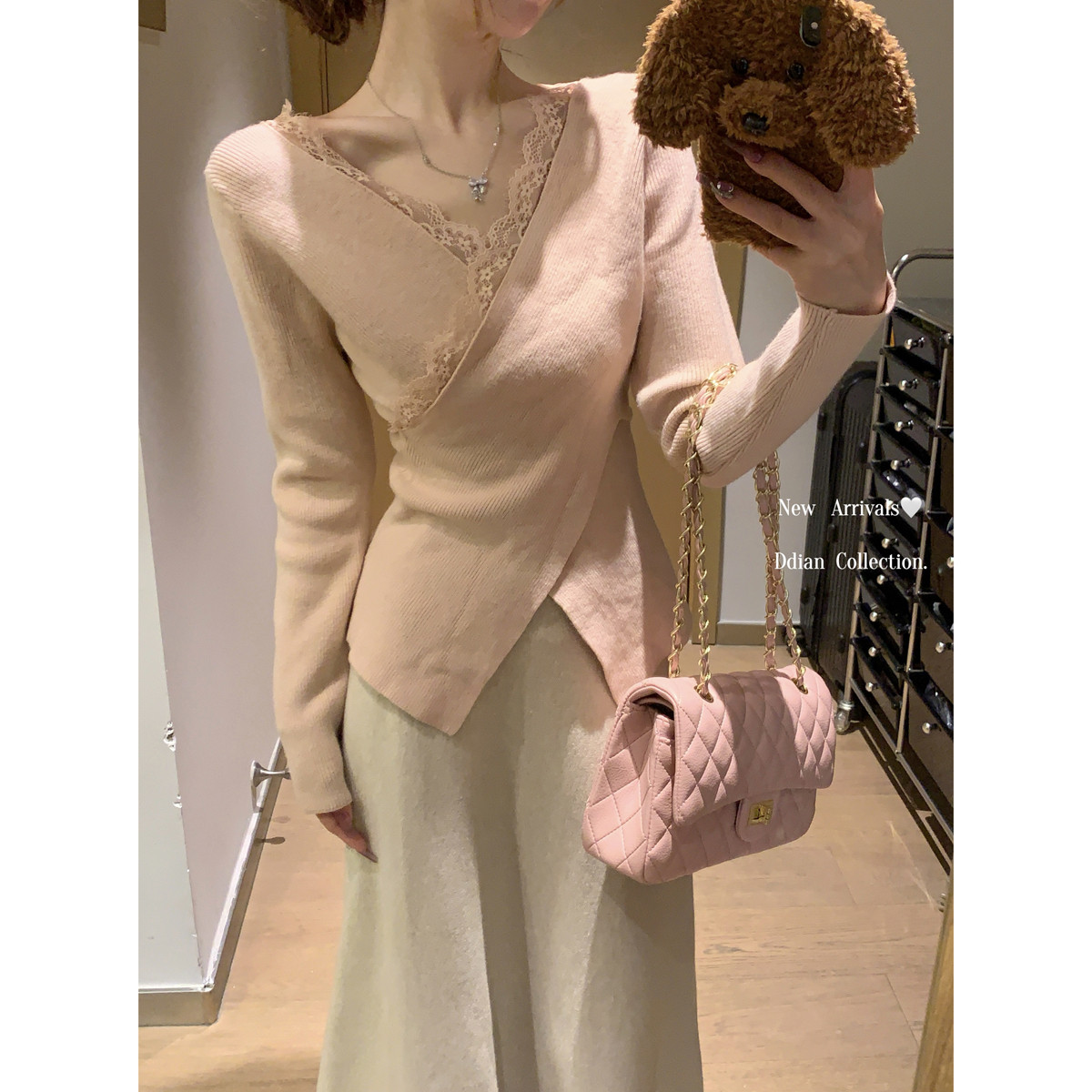 哺乳上衣秋冬交叉v领蕾丝长袖针织显瘦产后辣妈款外出喂奶服毛衣,淘宝优惠券,粉丝福利购,淘宝优惠卷