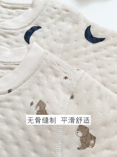 北欧婴儿空气棉爬服男女宝宝薄夹棉连体衣加厚打底衣春秋冬保暖oz - 图2