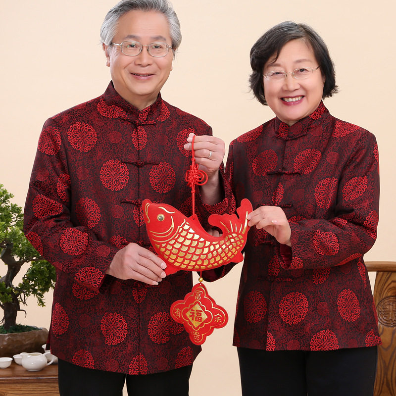 唐装男秋冬中国风中老年人红色生日 diyclothing缔衣装民族服装