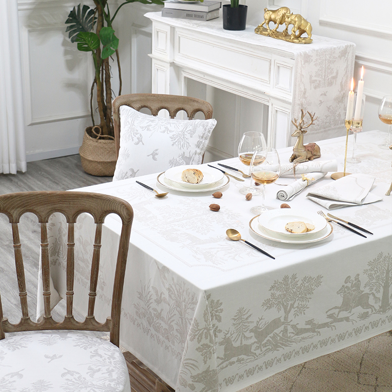 欧式桌布高级感白色亚麻长方形西餐餐桌布美式现代轻奢茶几布台布 - 图2