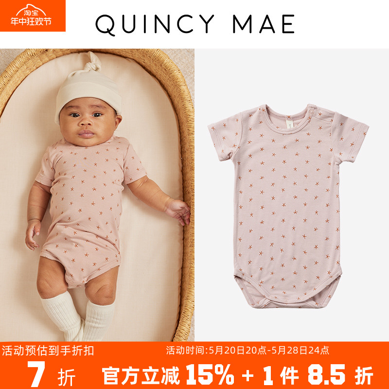 现货城堡大大 Quincy Mae 24春夏宝宝短袖包屁衣吊带连体衣裙子-图0