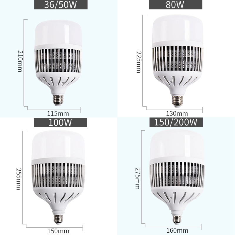 led灯泡大功率节能灯家用超高亮度工厂照明灯e27 E40螺口车间100W-图3