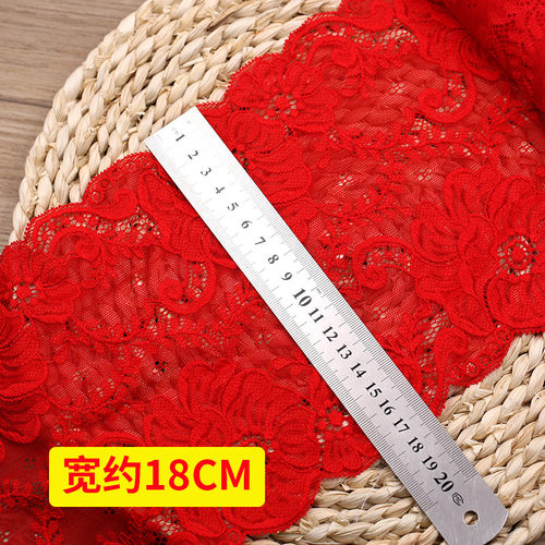 彩色蕾丝花边辅料手工DIY弹力宽蕾丝边衣服装饰黑色白蕾丝带布料 - 图2