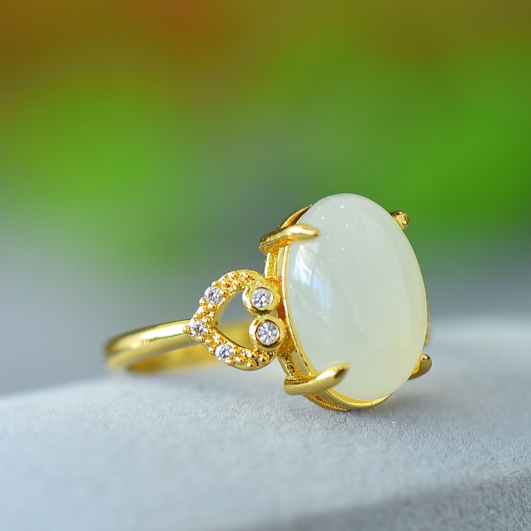古法金和田玉白玉爱心戒指女小众设计女款时尚个性开口可调节指环,淘宝优惠券,粉丝福利购,淘宝优惠卷
