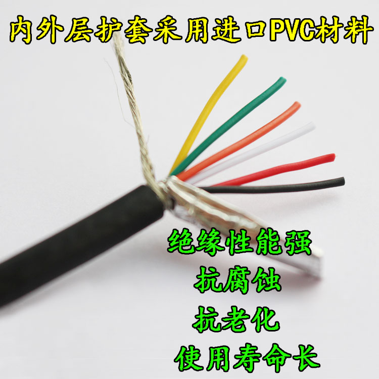 美标UL2464屏蔽线22AWG 2/3/4/5/6/7/8芯 信号控制线抗干扰屏蔽线 - 图1