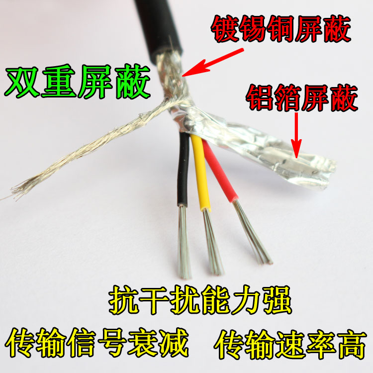 美标UL2464屏蔽线22AWG 2/3/4/5/6/7/8芯 信号控制线抗干扰屏蔽线 - 图0