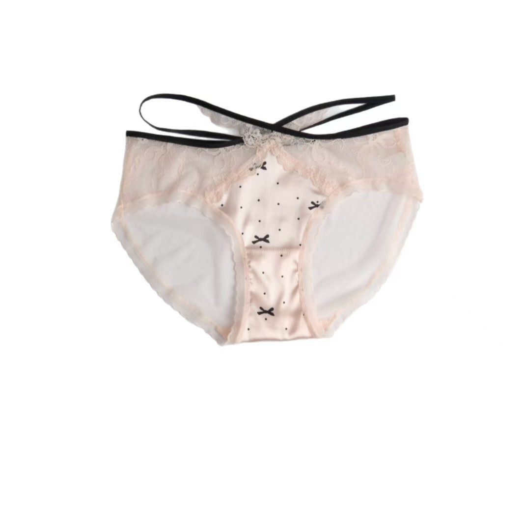 蕾丝絮语~缎面蕾丝内裤交叉带纯欲性感网纱透气低腰三角女士内裤,淘宝优惠券,粉丝福利购,淘宝优惠卷