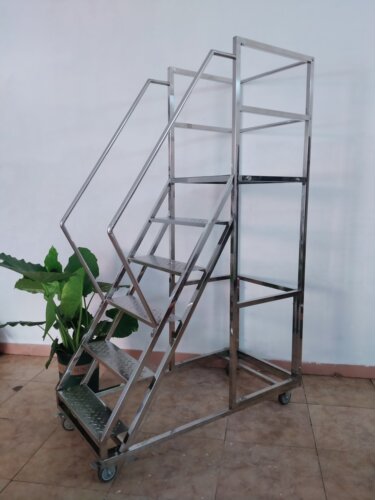不锈钢登高车带轮移动平台楼梯库房装卸取货上料货架检修维修步梯 - 图3