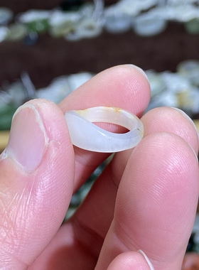 和田玉籽料卡12随型跑环白玉青花洒金皮满皮古风玉环文玩珠串挂饰