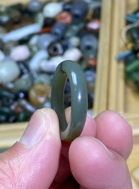 和田玉籽料沙枣青糖青卡18随型戒指古风戒圈玉环文玩珠串跑环挂饰