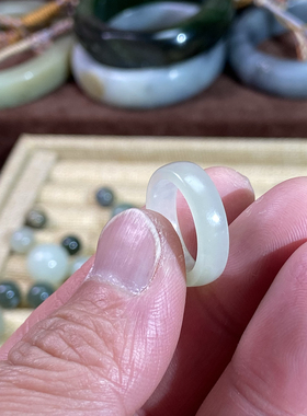 和田玉戒指青海翠青直切戒圈复古风手串手链项链跑环玉环小圈尾戒