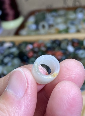 和田玉籽料随型卡8跑环洒金皮天地满皮宽版白玉青花古风玉环挂饰