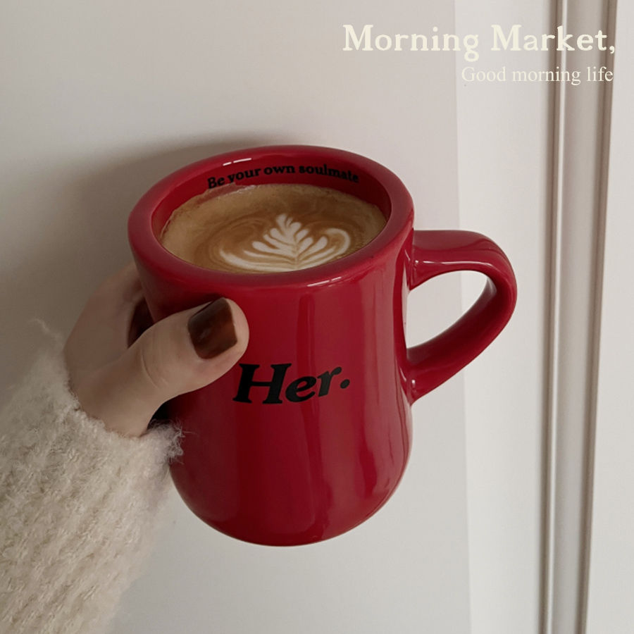 Morning Market 原创「Her.」正红色陶瓷马克杯 圣诞新年咖啡杯