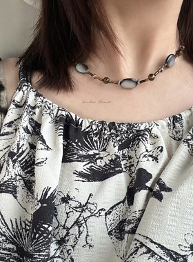 斑驳时光黑贝虎眼石项链