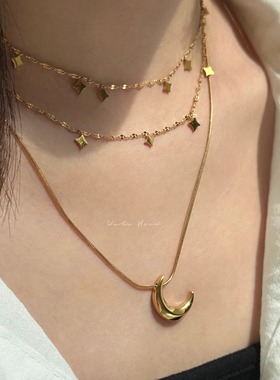星月贝壳组合叠戴项链