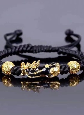 手工编织手链时尚红黑绳单金貔貅