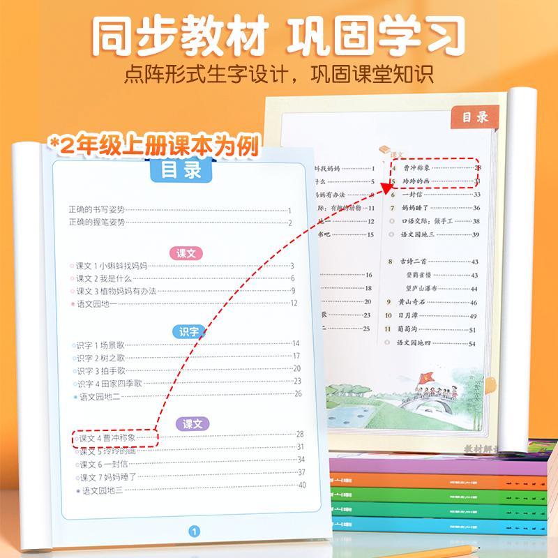 点阵控笔训练字帖一年级二年级三年级上册语文同步练字帖小学生专用每日一练人教版四五六年级笔画笔顺硬笔书法描红练字本暑假专用