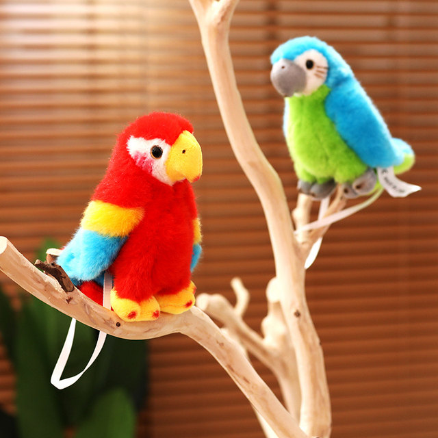 Simulated parrot standing shoulder doll lying on shoulder magnetically
