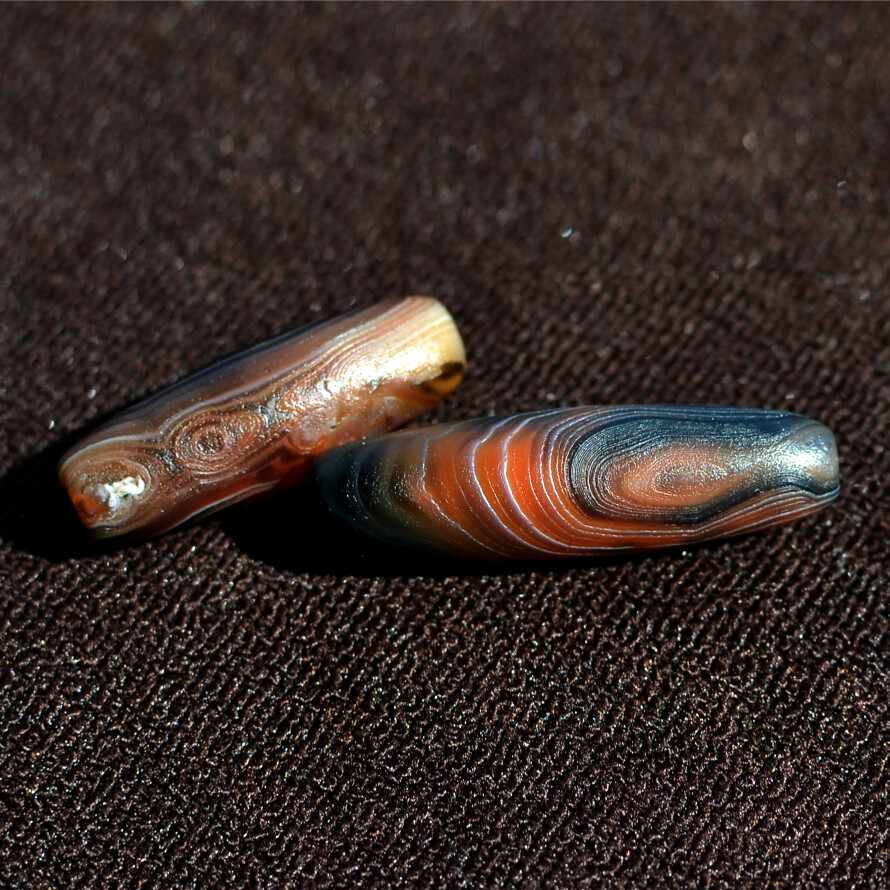 あずきちゃん天然線瑪瑙天珠　9-219 激安 天然纏絲瑪瑙線天珠 朱砂 透明