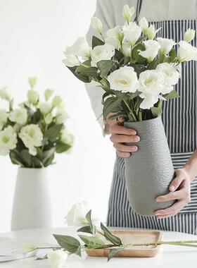 北欧风白色花瓶陶瓷客厅插花摆件水培轻奢高级感腊梅银柳专用