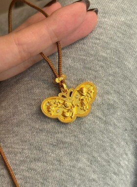 新中式金色长款高级感项链女蝴蝶