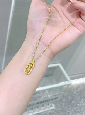 黄金色可转动款复古转运杵套链精致时尚百搭民族风设计高级感项链