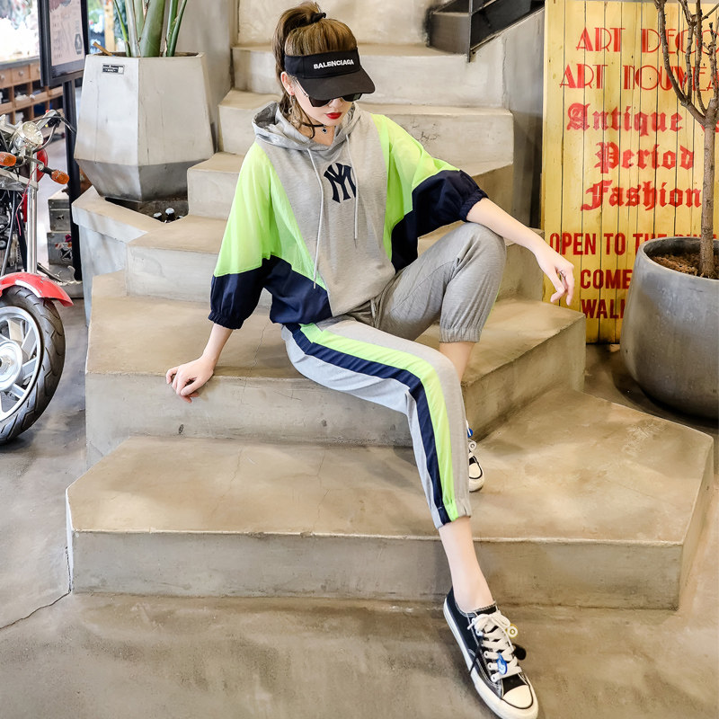 欧货防晒运动套装女夏2020年卫衣 雪时力休闲运动套装